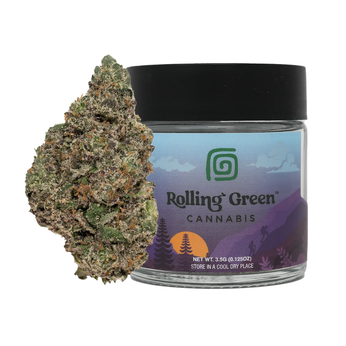 Rolling Green | Flower | Premium Jar | 3.5g | East Coast Sour Diesel
