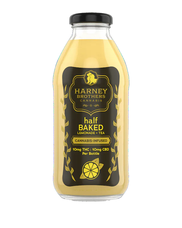 Harney Brothers | Glass Beverage | 10mg THC : 10mg CBD | Half Baked Lemonade Tea