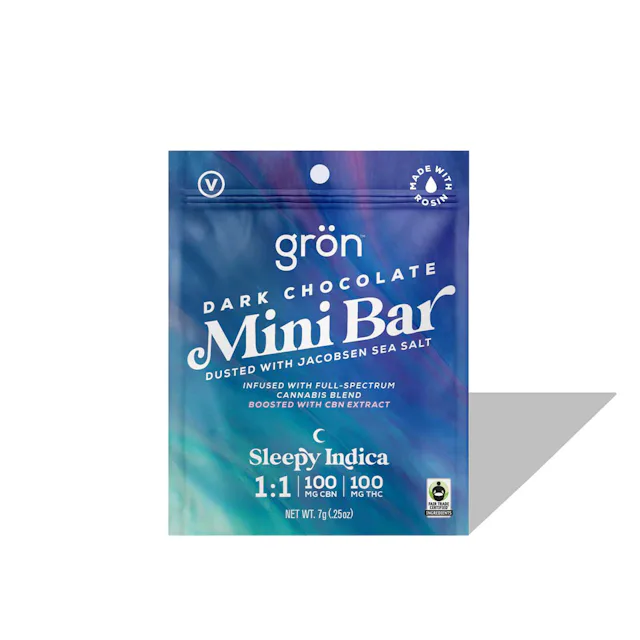 Gron | 100mg | 1:1 | Mini Dark Chocolate Bar - Sleepy Indica
