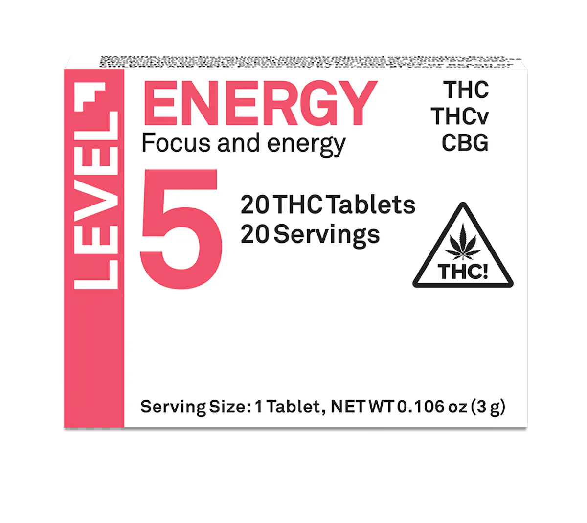 LEVEL 5 | 20pk | 100mg |1:1:1 (THC:THCV:CBG) Energy