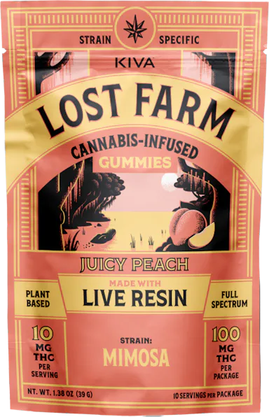 Lost Farm | Gummy | 10pk | 100mg | Live Resin Juicy Peach x Mimosa