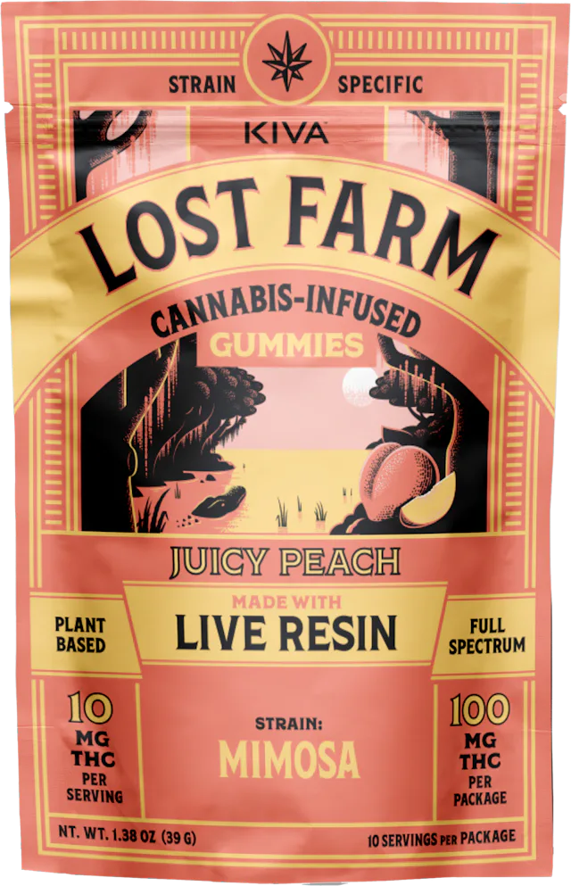 Lost Farm | Gummy | 10pk | 100mg | Live Resin Juicy Peach x Mimosa