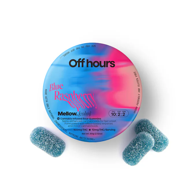 Off Hours | Gummy | 10pk | 100mg | MELLOW Blue Raspberry (THC:CBN:CBD)