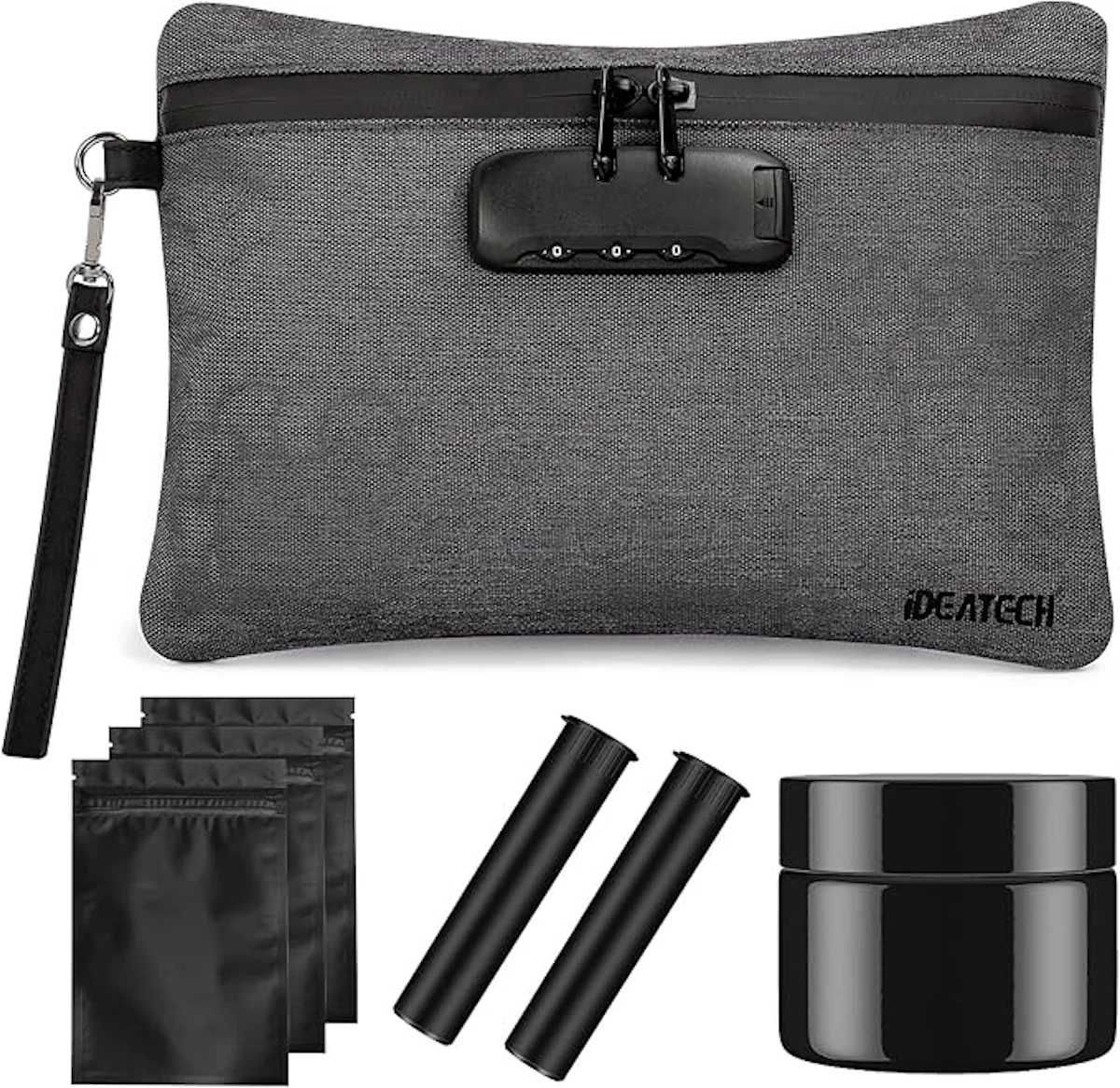Smell Proof Stash Bag with Lock l - Charcoal Grey