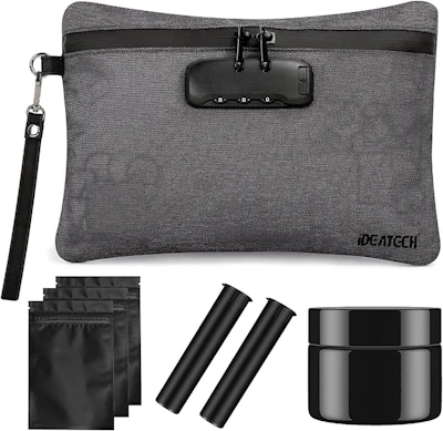 Smell Proof Stash Bag with Lock l - Charcoal Grey