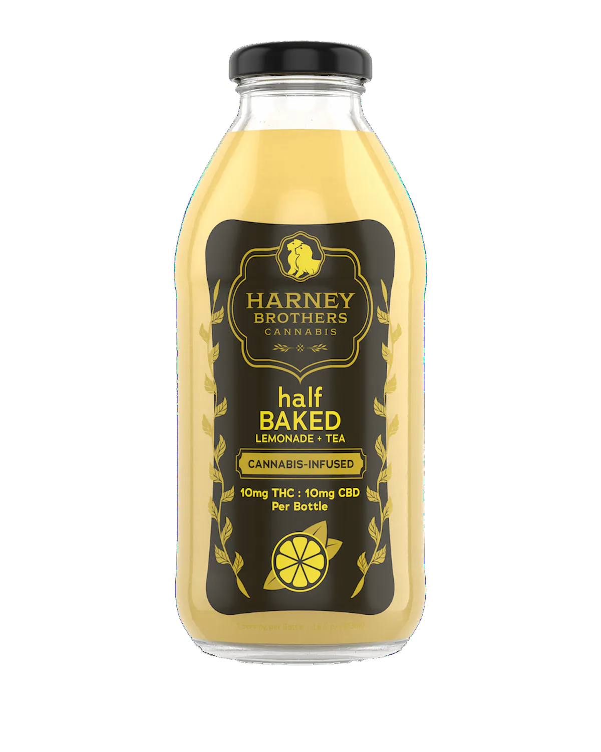 Harney Brothers | Glass Beverage | 10mg THC : 10mg CBD | Half Baked Lemonade Tea