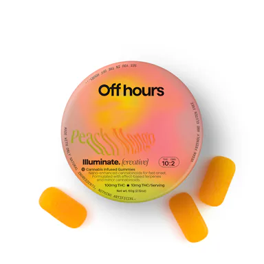 Off Hours | Gummy | 10pk | 100mg | ILLUMINATE Peach Mango (THC:CBG)