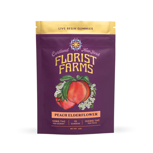 Florist Farms | Gummy | 10pk | 100mg | Live Resin Peach Elderflower