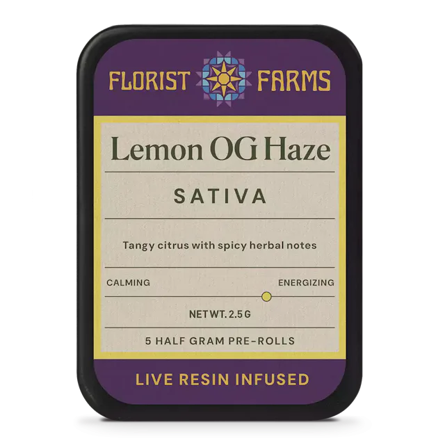 Florist Farms | Preroll | 5pk | 2.5g | Live Resin Infused Lemon OG Haze