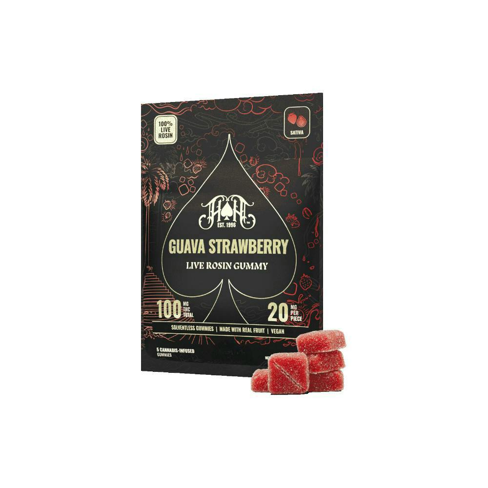 Gummies (Live Rosin) · 20mg 5pk · Guava Strawberry by Heavy Hitters