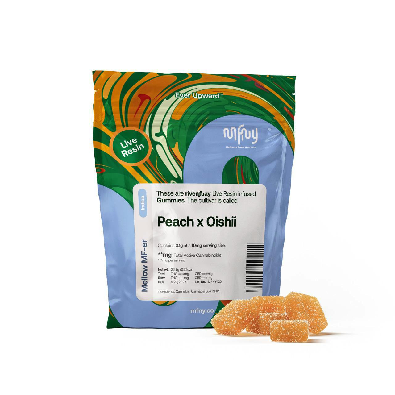 Live Resin Gummies · 10mg 10pk · Peach X Oishii by MFNY