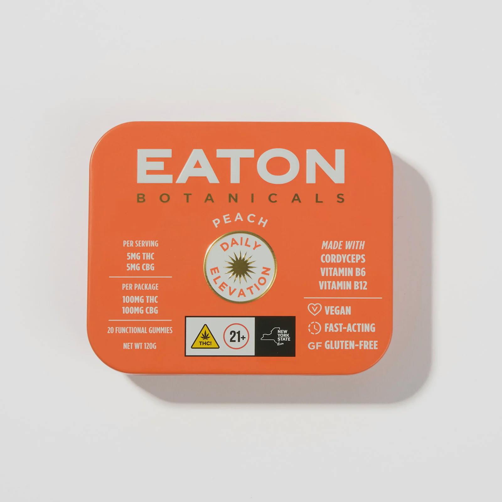 Gummies · 5mg 0pk · 1:1 THC:CBG · Peach Elevation by Eaton
