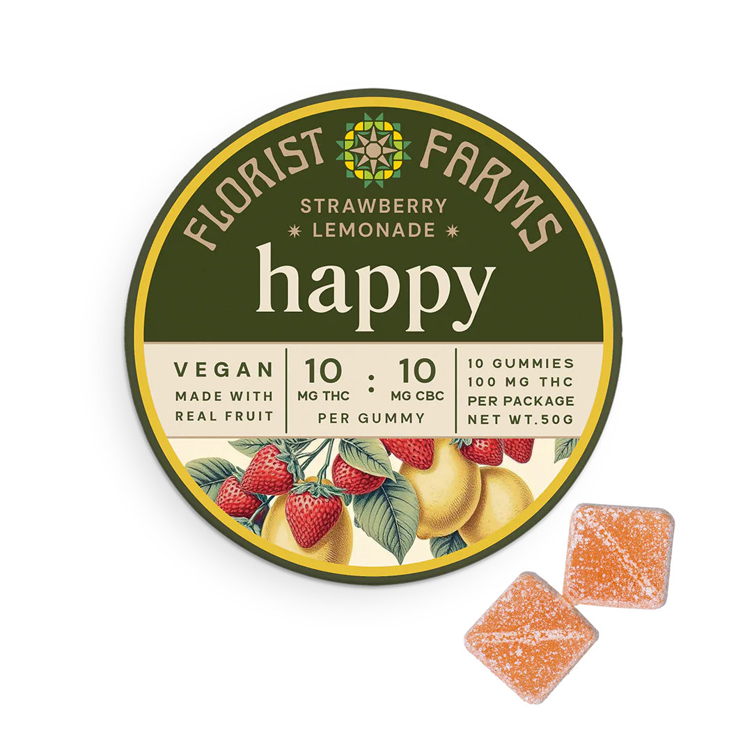 Florist Farms | Gummy | 10pk | 100mg | HAPPY Strawberry Lemonade THC:CBC