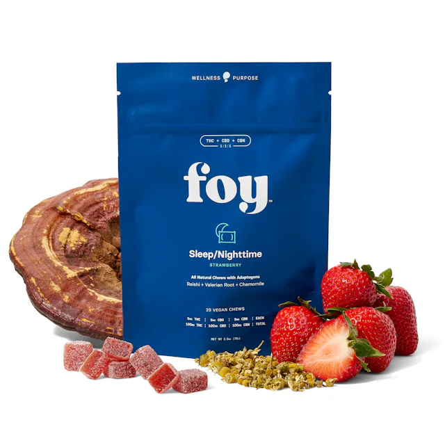 Foy | Gummy | 20pk | 100mg | 1:1:1 (THC:CBD:CBN) Nighttime Strawberry with Adaptogens