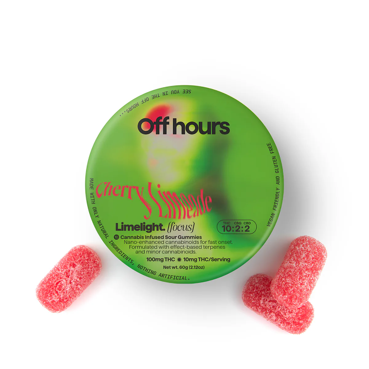 Off Hours | Gummy | 10pk | 100mg | LIMELIGHT Cherry Limeade (THC:CBG:CBD)