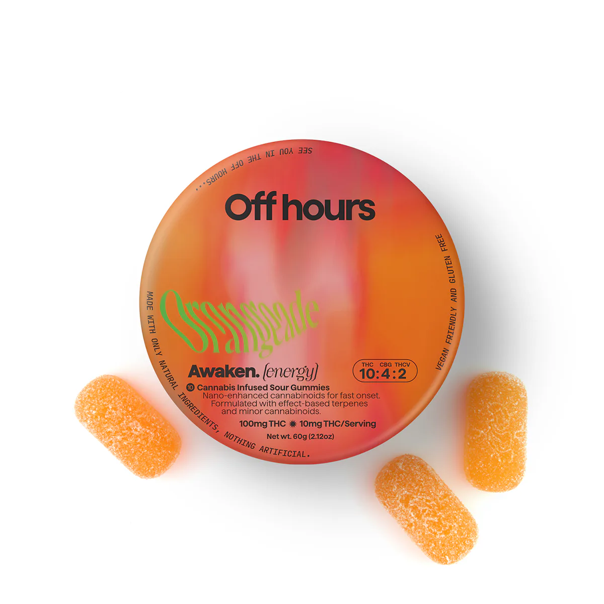 Off Hours | Gummy | 10pk | 100mg | AWAKEN Orangeade (THC:THCV)