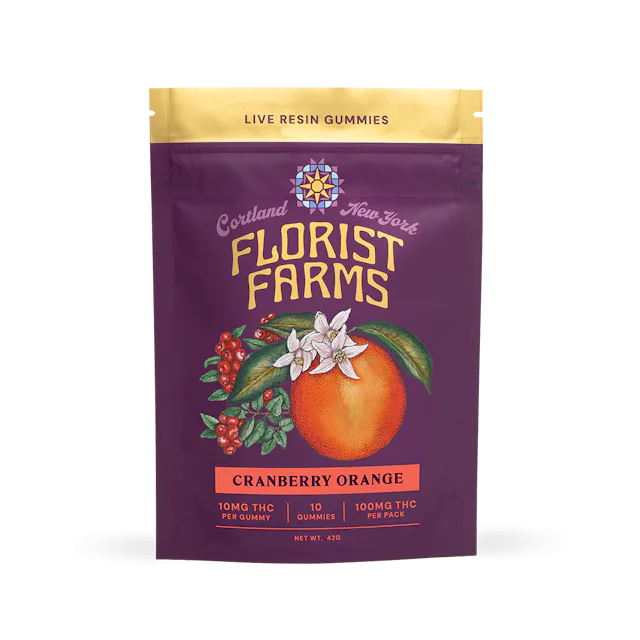 Florist Farms | Gummy | 10pk | 100mg | Live Resin Cranberry Orange