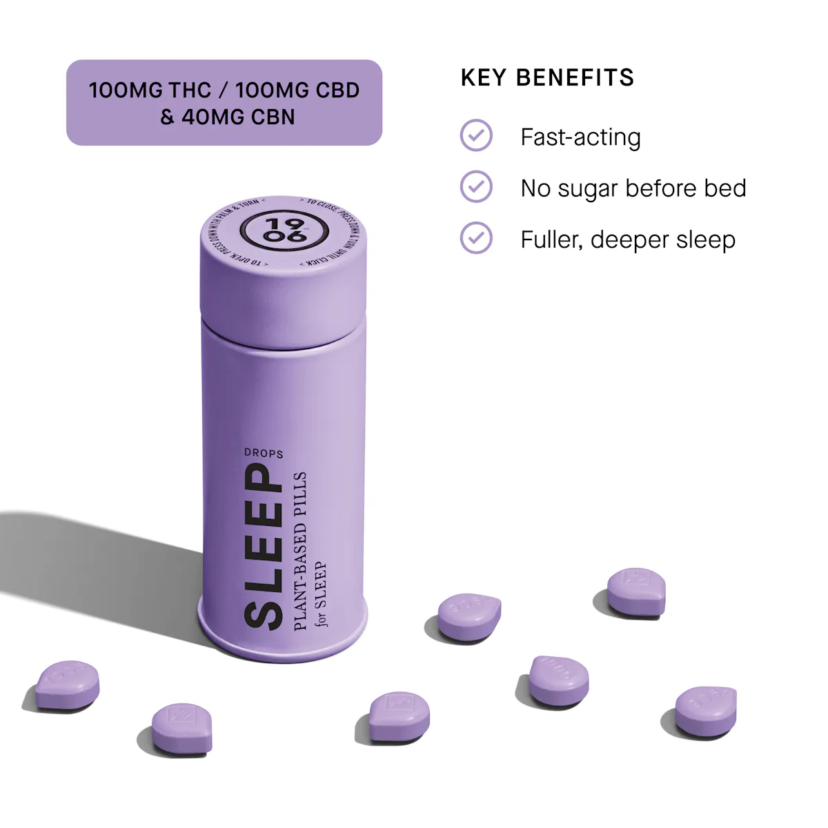 1906 | 20pk | 100mg | THC:CBD:CBN | SLEEP Tin