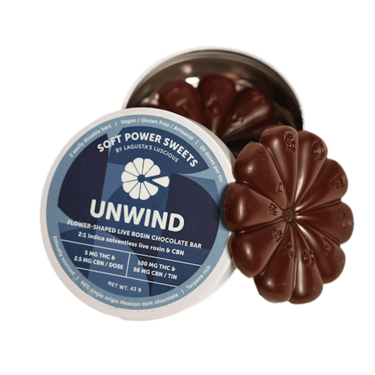 Unwind Live Rosin + CBN - 2:1 THC Chocolate Petals