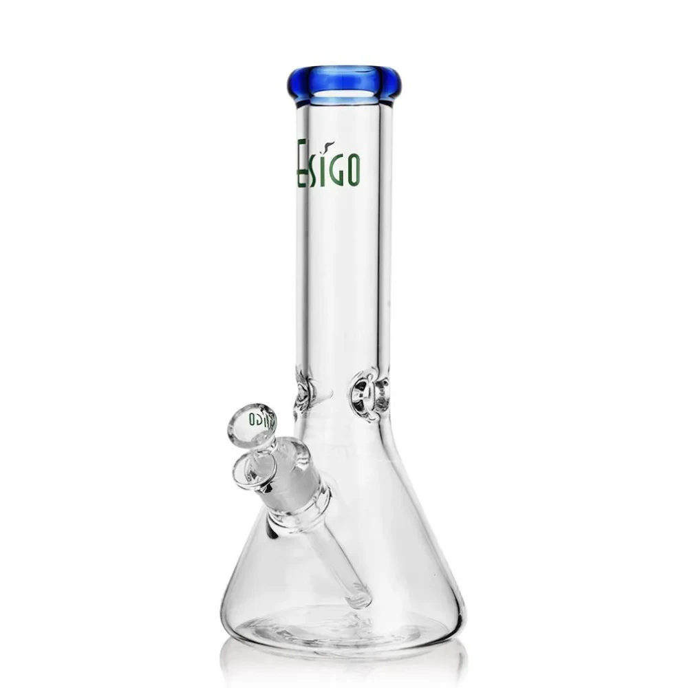 12 in. · Classic Bong with Downstem · Light Blue Tip by EG Glass
