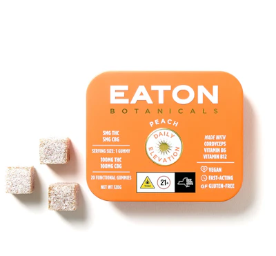 Peach Daily Elevation 1:1 THC:CBG Gummies