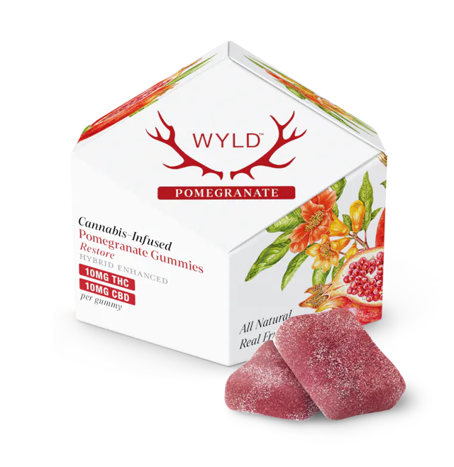 WYLD | Gummy | 10pk | 100mg | Restore Pomegranate 1:1 (THC:CBD)
