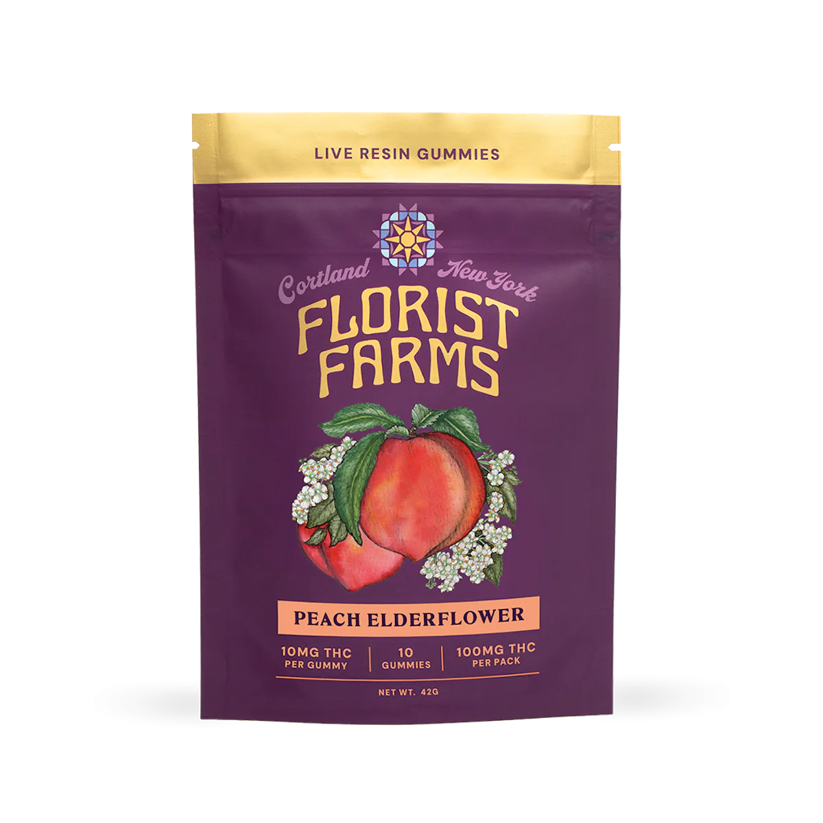 Florist Farms | Gummy | 10pk | 100mg | Live Resin Peach Elderflower
