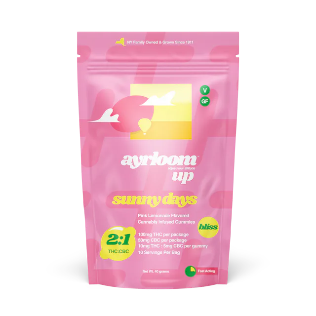 Ayrloom | Gummy | 10pk | 100mg | 2:1 (THC:CBC) | Sunny Days Pink Lemonade