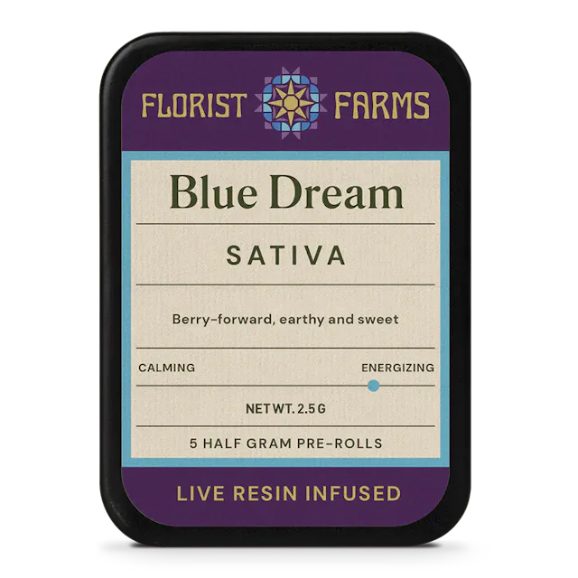 Florist Farms | Preroll | 5pk | 2.5g | Live Resin Infused Blue Dream