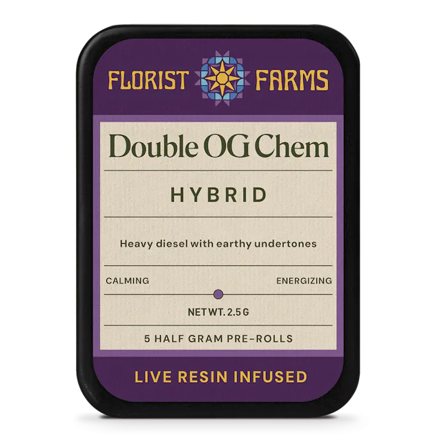 Florist Farms | Preroll | 5pk | 2.5g | Live Resin Infused Double OG Chem