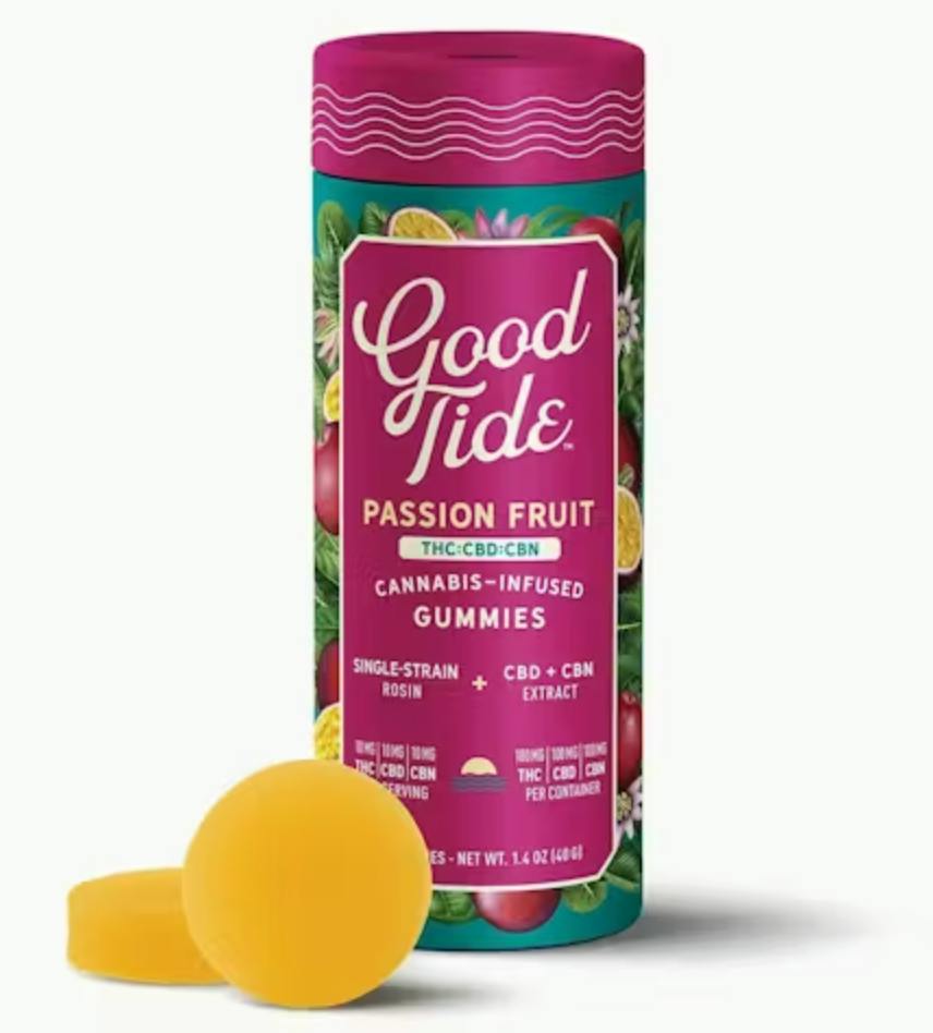 Good Tide: Passionfruit Solventless Hash Rosin Gummies 1:1:1 CBD:CBN