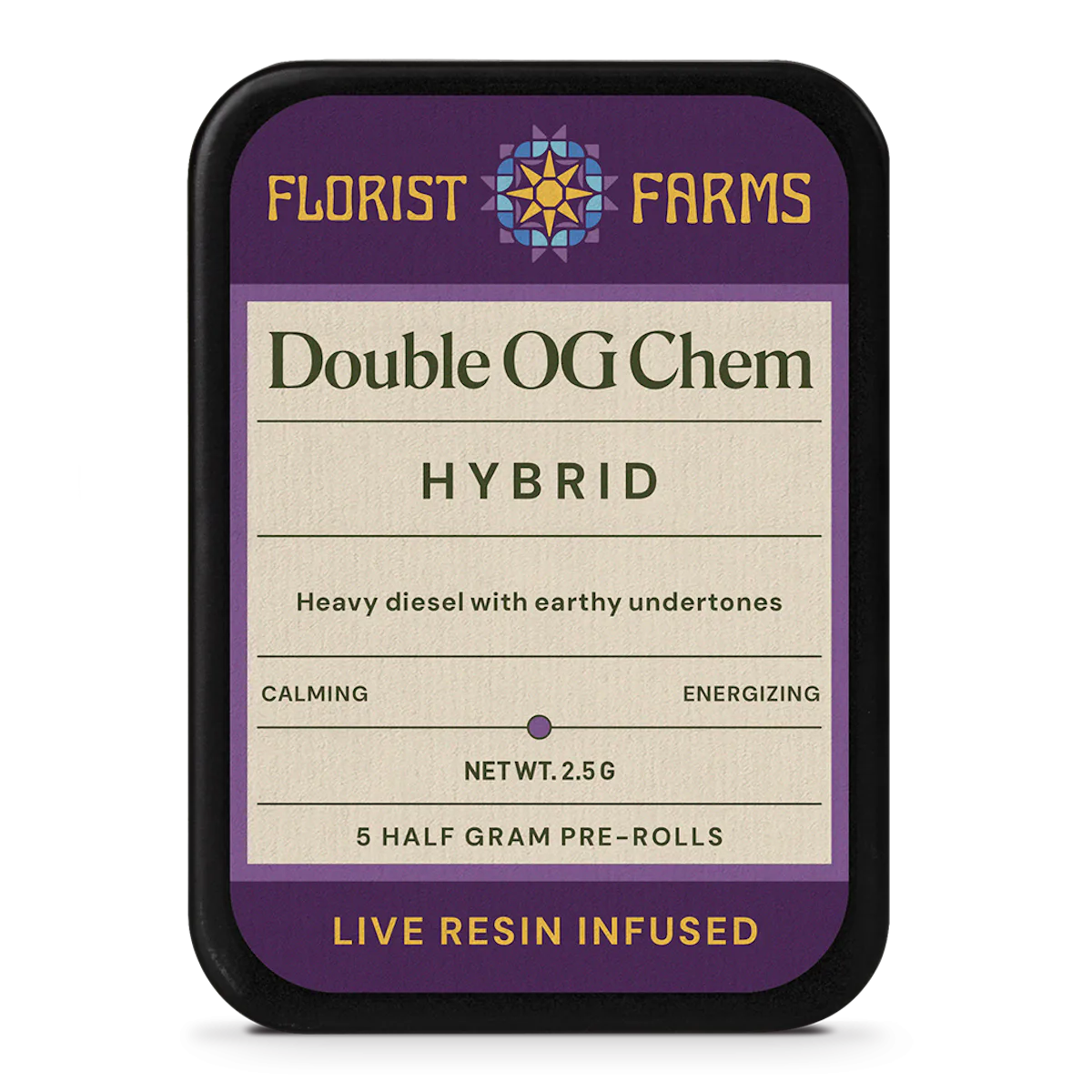 Florist Farms | Preroll | 5pk | 2.5g | Live Resin Infused Double OG Chem