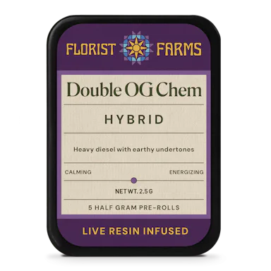 Florist Farms | Preroll | 5pk | 2.5g | Live Resin Infused Double OG Chem