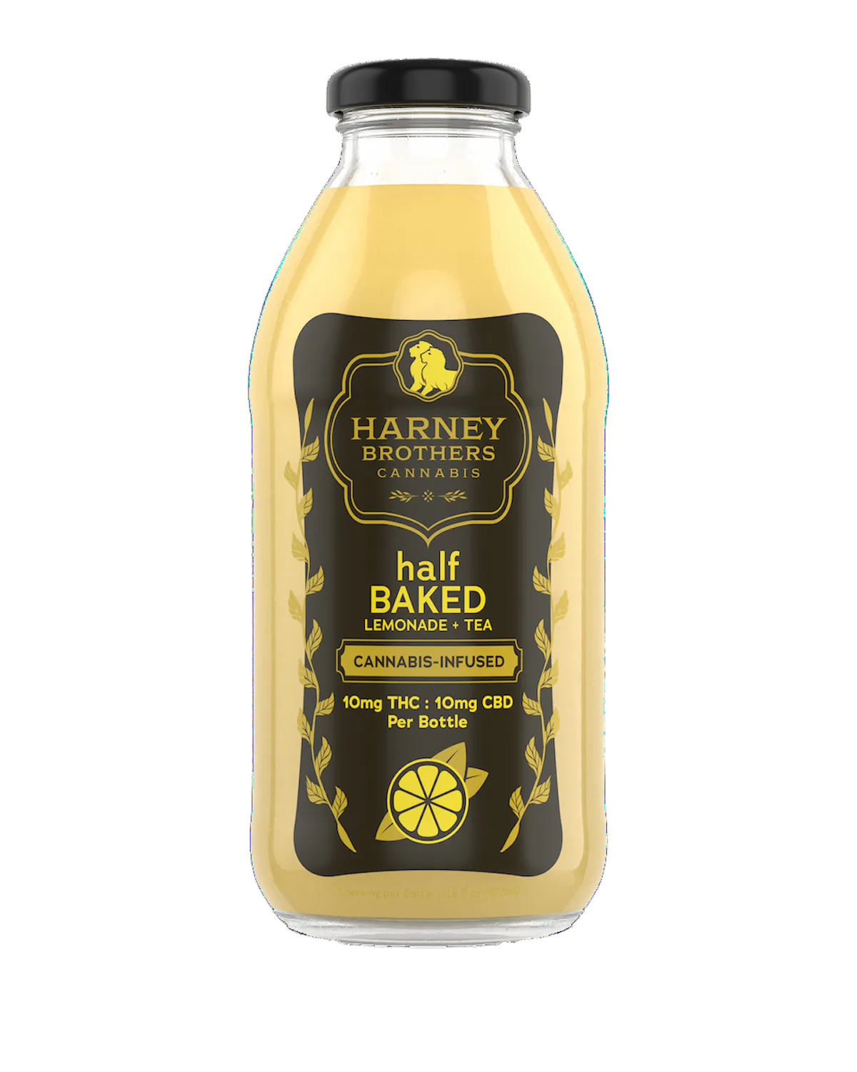 Harney Brothers | Glass Beverage | 10mg THC : 10mg CBD | Half Baked Lemonade Tea