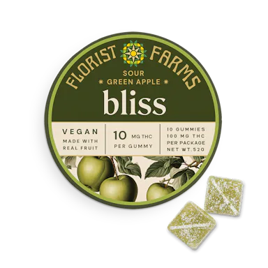 Florist Farms | Gummy | 10pk | 100mg | BLISS Sour Green Apple