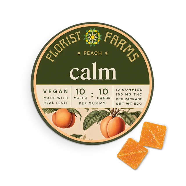 Florist Farms | Gummy | 10pk | 100mg | CALM Peach THC:CBD