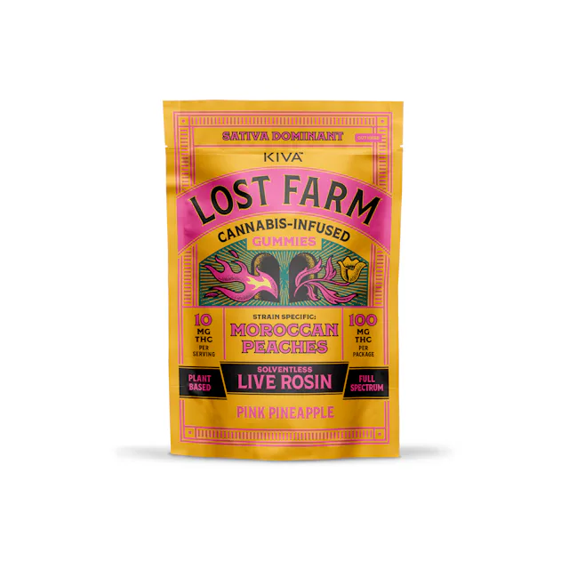 Lost Farm | Gummy | 10pk | 100mg | Live Rosin Pink Pineapple x Moroccan Peaches