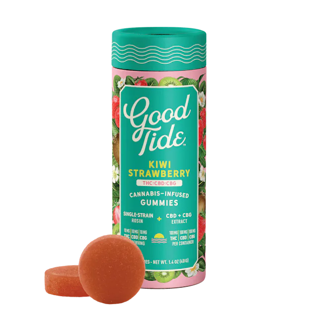 Good Tide | Gummy | 10pk | THC:CBD:CBG | Rosin REFRESHING Kiwi Strawberry