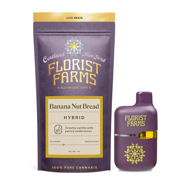 Florist Farms | Vape | 1g AIO Tank | Live Resin Banana Nut Bread
