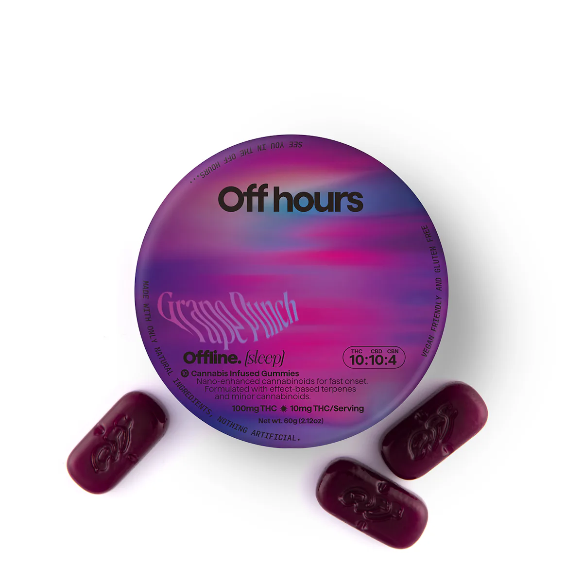 Off Hours | Gummy | 10pk | 100mg | SLEEP Offline Grape Punch (THC:CBN:CBD)