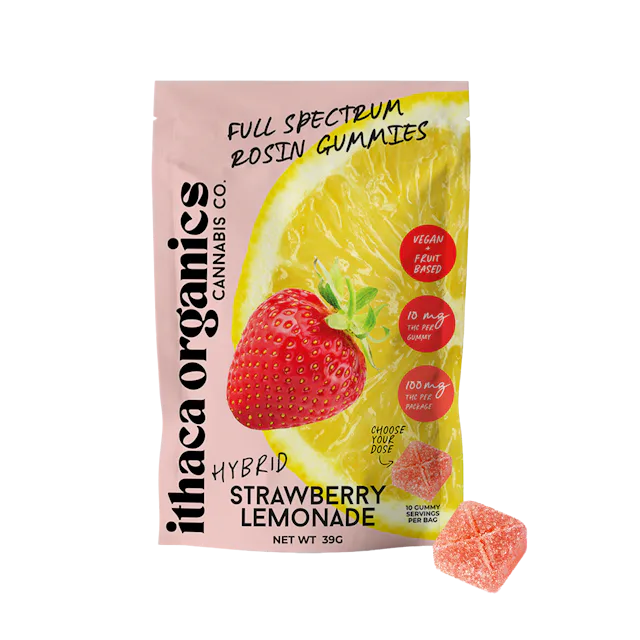 Ithaca Organics | Gummy | 10pk | 100mg | Rosin Strawberry Lemonade