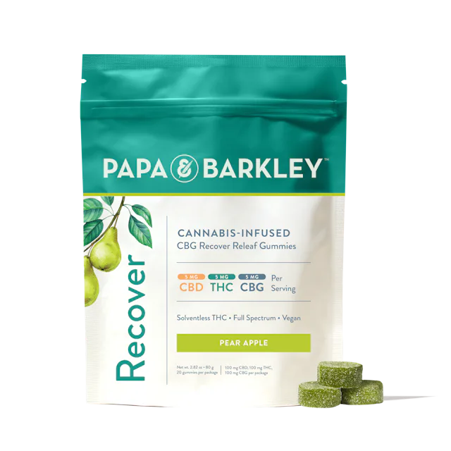 Papa & Barkley | Gummy | 20pk | 100mg | 1:1:1 | Recover | Solventless Pear Apple (THC:CBD:CBG)