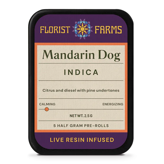 Florist Farms | Preroll | 5pk | 3.5g | Live Resin Infused Mandarin Dog