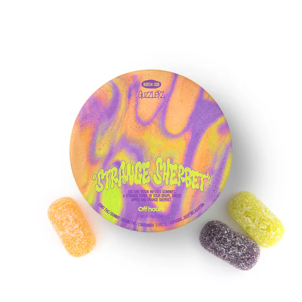 Off Hours | Gummy | 10pk | 100mg | Live Rosin Guzzlerz “Strange Sherbet"