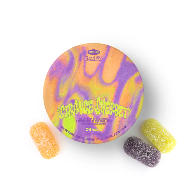 Off Hours | Gummy | 10pk | 100mg | Live Rosin Guzzlerz “Strange Sherbet"