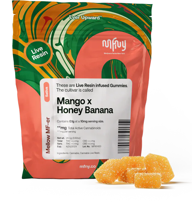 MFNY | Gummy | 10pk | 100mg | Live Resin Mango X Honey Banana