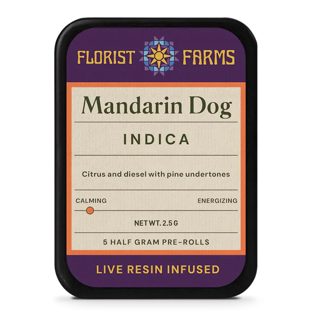 Florist Farms | Preroll | 5pk | 3.5g | Live Resin Infused Mandarin Dog