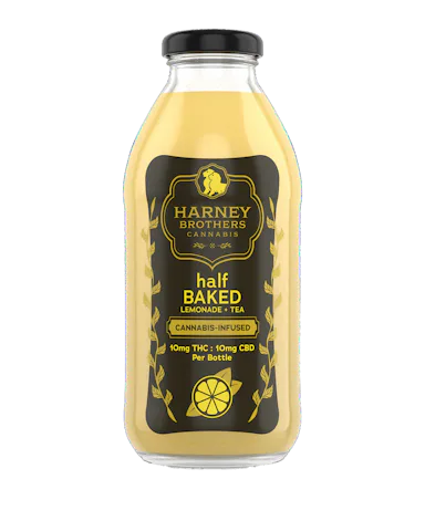 Harney Brothers | Glass Beverage | 10mg THC : 10mg CBD | Half Baked Lemonade Tea