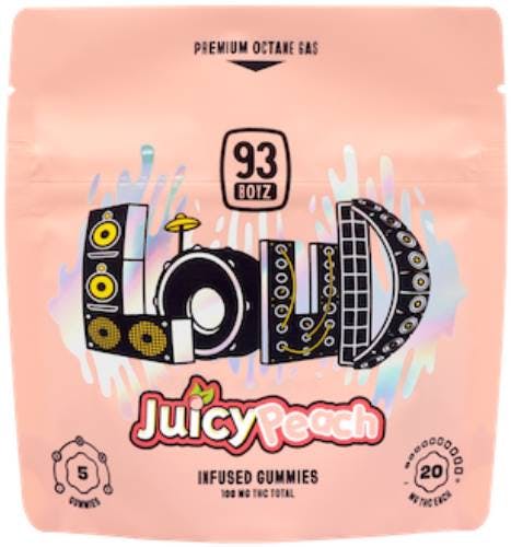 LOUD JUICY PEACH 5PK GUMMIES - 100mg | Edibles | 93 BOYZ | Parkway