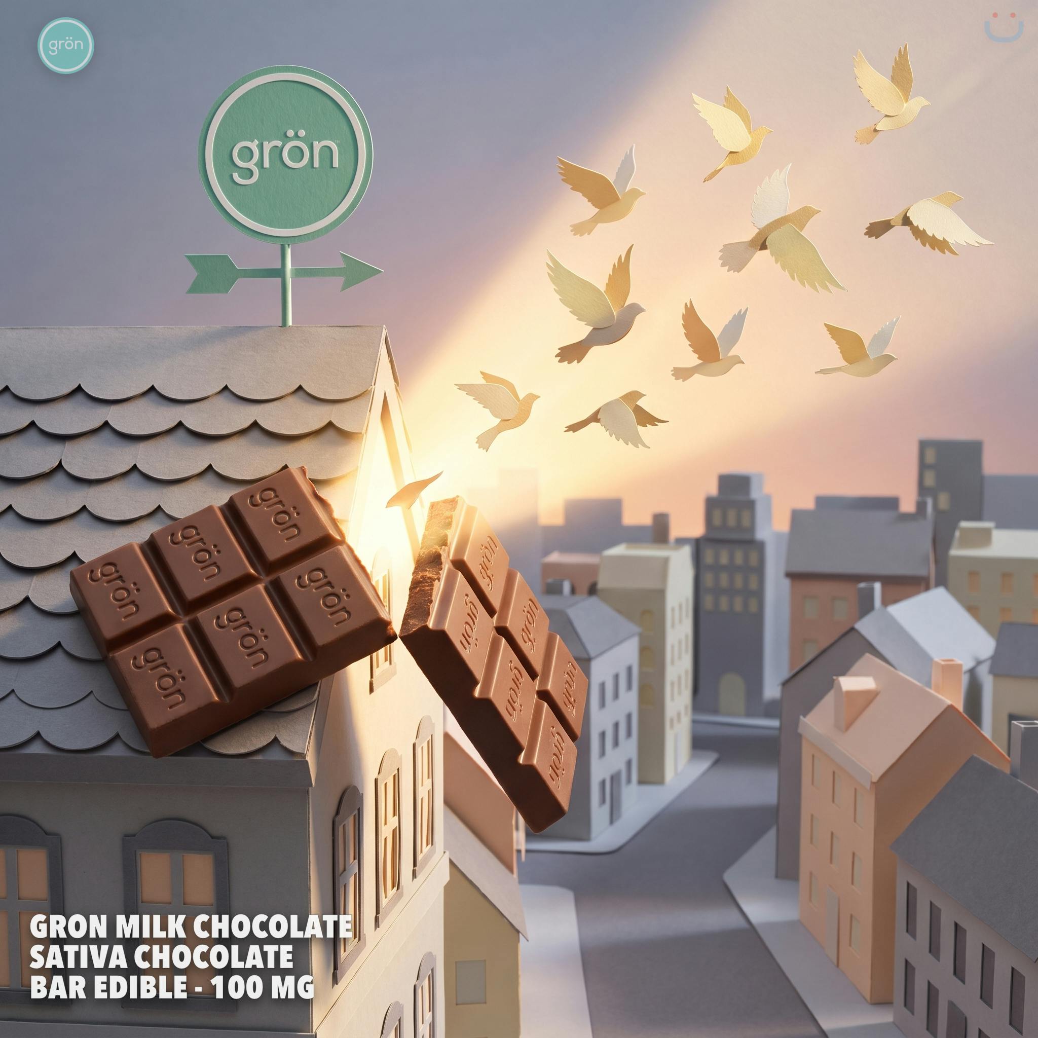 Gron Milk Chocolate Sativa Chocolate Bar Edible - 100 Mg